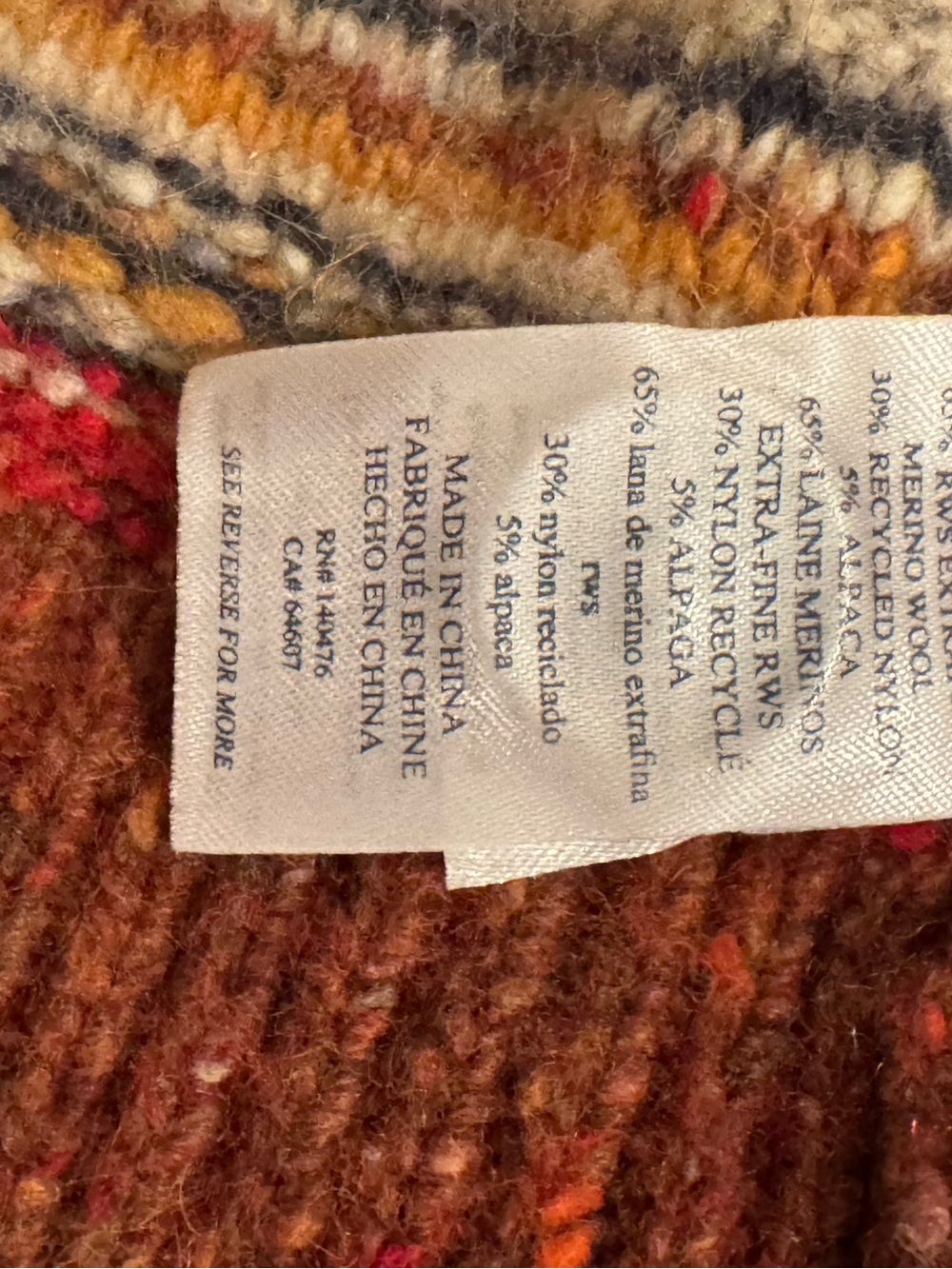Faherty Multicolor Striped Button Cardigan in Rust and Pink - Picture 6 of 6